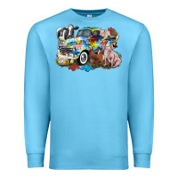Ocean Blue Autism truck with farm animals Premium Sweatshirt - CowGirlArtShop