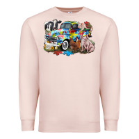 Pale Pink Autism truck with farm animals Premium Sweatshirt - CowGirlArtShop
