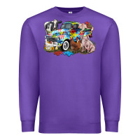 Purple Autism truck with farm animals Premium Sweatshirt - CowGirlArtShop