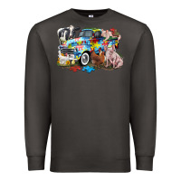 Smoke Autism truck with farm animals Premium Sweatshirt - CowGirlArtShop