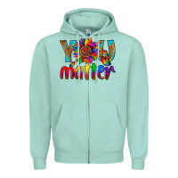 Seafoam LGBTQ+ you matter with leopard Zipper Hoodie - NancyCooperArtShop