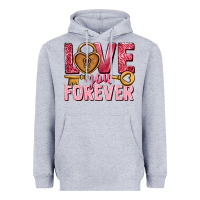 Heather Grey Love you forever Valentine's Day Heavyweight Hoodie - HowdyJamesFarm