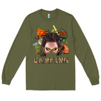 Army Green Camping Braid Hair Woman With Fire Bbs Long Sleeve Tee - BundleAndBundleShop