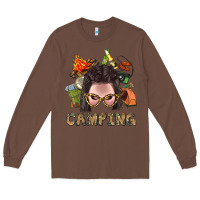 Chestnut Camping Braid Hair Woman With Fire Bbs Long Sleeve Tee - BundleAndBundleShop
