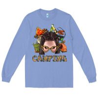 Colony Blue Camping Braid Hair Woman With Fire Bbs Long Sleeve Tee - BundleAndBundleShop