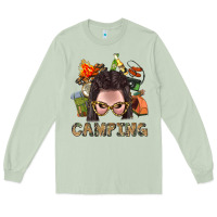 Matcha Camping Braid Hair Woman With Fire Bbs Long Sleeve Tee - BundleAndBundleShop