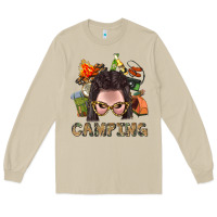 Mushroom Camping Braid Hair Woman With Fire Bbs Long Sleeve Tee - BundleAndBundleShop