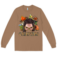 Toasted Coconut Camping Braid Hair Woman With Fire Bbs Long Sleeve Tee - BundleAndBundleShop