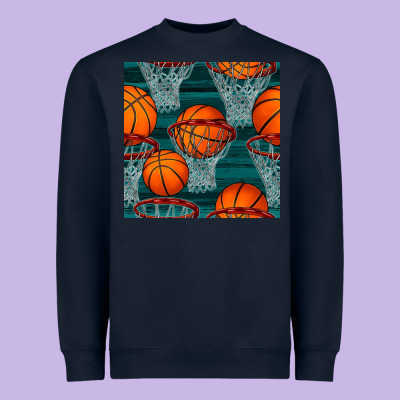Basketball Hoop Seamless Pattern Heavyweight Sweatshirt Designed By Bundleandbundleshop
