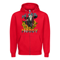 Red Just a Little Moody Zipper Hoodie - texasbilliewilder