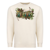 Sandshell He lives Easter Day Premium Sweatshirt - HowdyJamesFarm