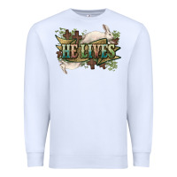 White He lives Easter Day Premium Sweatshirt - HowdyJamesFarm