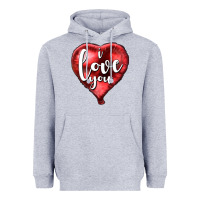 Heather Grey I love you heart balloon Valentine's Day Heavyweight Hoodie - HowdyJamesFarm