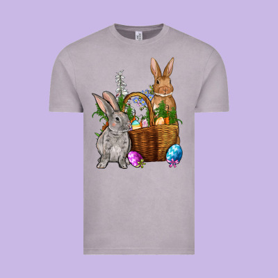 Bunnys Carrots Eggs With Basket Easter Vintage Tee Designed By Nancycooperartshop
