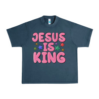 Midnight Navy jesus is king Urban Heavy Tee - MaliasSmallBusiness