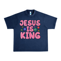 Navy jesus is king Urban Heavy Tee - MaliasSmallBusiness
