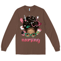 Chestnut Afro Messy Bun Nursing Bbs Long Sleeve Tee - BundleAndBundleShop