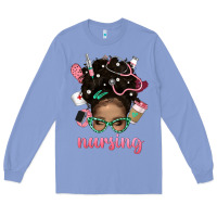 Colony Blue Afro Messy Bun Nursing Bbs Long Sleeve Tee - BundleAndBundleShop