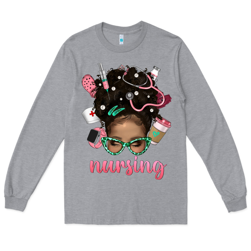 Afro Messy Bun Nursing Bbs Long Sleeve Tee by BundleAndBundleShop | Teevron
