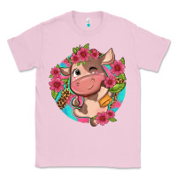 Bubblegum Pink cute cow pink flowers and leopard pattern Classic Tee - NancyCooperArtShop