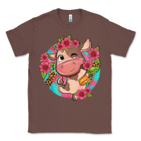 Chestnut cute cow pink flowers and leopard pattern Classic Tee - NancyCooperArtShop
