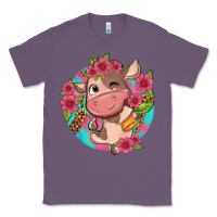 Lavender cute cow pink flowers and leopard pattern Classic Tee - NancyCooperArtShop