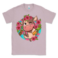 Lilac cute cow pink flowers and leopard pattern Classic Tee - NancyCooperArtShop