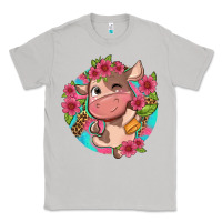 Moon Dust cute cow pink flowers and leopard pattern Classic Tee - NancyCooperArtShop