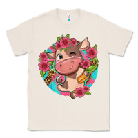 Natural cute cow pink flowers and leopard pattern Classic Tee - NancyCooperArtShop