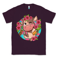 Plum cute cow pink flowers and leopard pattern Classic Tee - NancyCooperArtShop