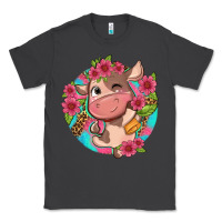 Smoke cute cow pink flowers and leopard pattern Classic Tee - NancyCooperArtShop