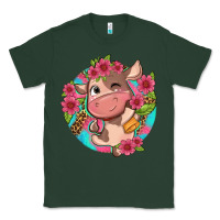 Cute Cow Pink Flowers And Leopard Pattern Classic Tee | Teevron