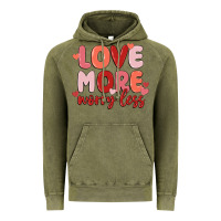 Vintage Olive love more worry less Vintage Hoodie - MaliasSmallBusiness