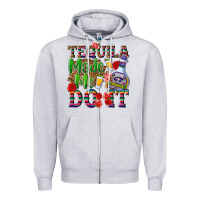 Heather Grey Tequila made me do it Zipper Hoodie - NancyCooperArtShop