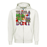 Oatmeal Heather Tequila made me do it Zipper Hoodie - NancyCooperArtShop