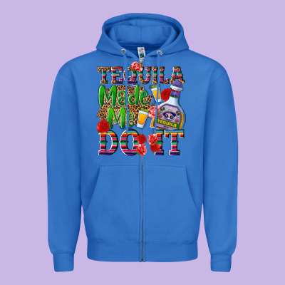 Tequila Made Me Do It Zipper Hoodie Designed By Nancycooperartshop