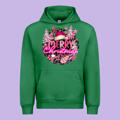 Pink Merry Christmas Urban Hoodie Designed By Fadigitalartstudio
