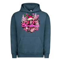 Pigment Midnight Navy pink merry christmas Urban Hoodie - FaDigitalArtStudio