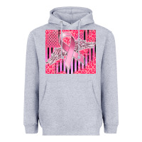 Heather Grey cancer awareness american flag Heavyweight Hoodie - CowGirlArtShop