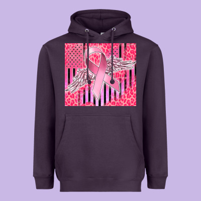 Cancer Awareness American Flag Heavyweight Hoodie Designed By Cowgirlartshop