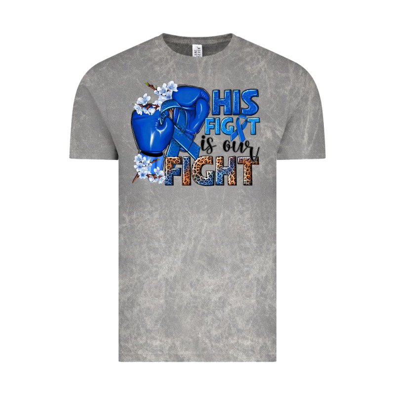 His Fight Is Our Fight Colon Cancer Blue Ribbon Vintage Tee by NancyCooperArtShop | Teevron