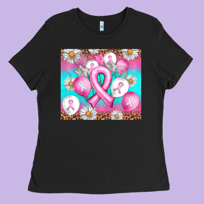 Breast Cancer Balloon Ladies Tee Designed By Artiststas