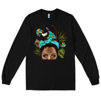 Black Lake Camping Afro Messy Bun Bbs Long Sleeve Tee - BundleAndBundleShop