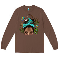 Chestnut Lake Camping Afro Messy Bun Bbs Long Sleeve Tee - BundleAndBundleShop