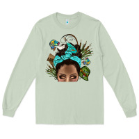Matcha Lake Camping Afro Messy Bun Bbs Long Sleeve Tee - BundleAndBundleShop