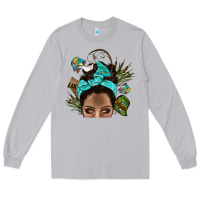 Moon Dust Lake Camping Afro Messy Bun Bbs Long Sleeve Tee - BundleAndBundleShop