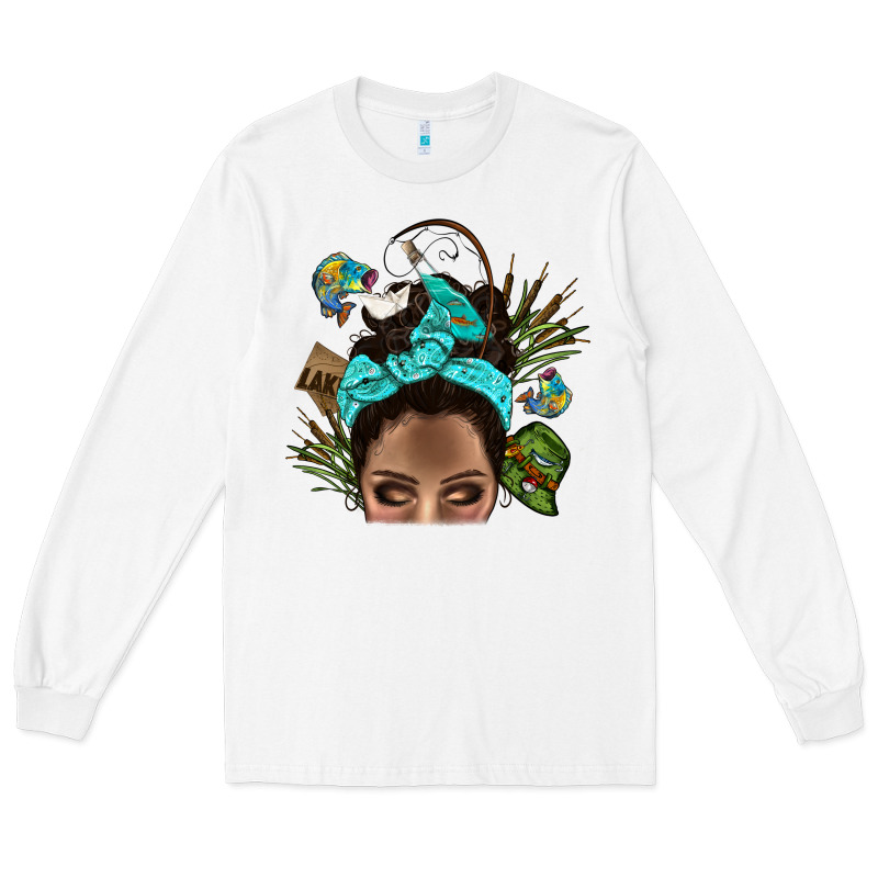 Lake Camping Afro Messy Bun Bbs Long Sleeve Tee by BundleAndBundleShop | Teevron