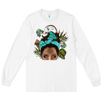 White Lake Camping Afro Messy Bun Bbs Long Sleeve Tee - BundleAndBundleShop