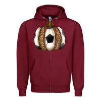 Burgundy Soccer Pumpkin Zipper Hoodie - texasbilliewilder