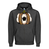 Charcoal Heather Soccer Pumpkin Zipper Hoodie - texasbilliewilder